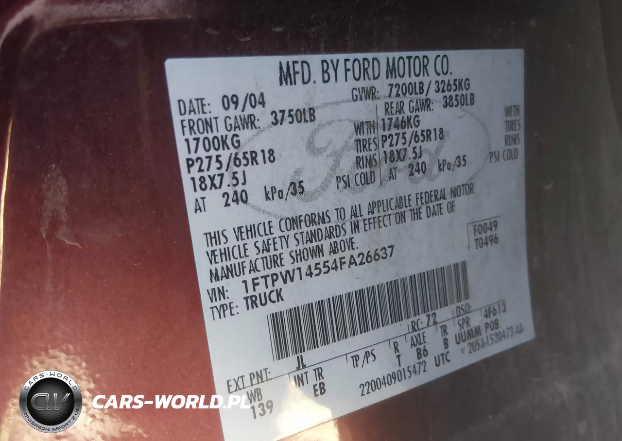 2004 Ford F-150 Fx4-Lariat-Xlt VIN:1FTPW14554FA26637 - 9