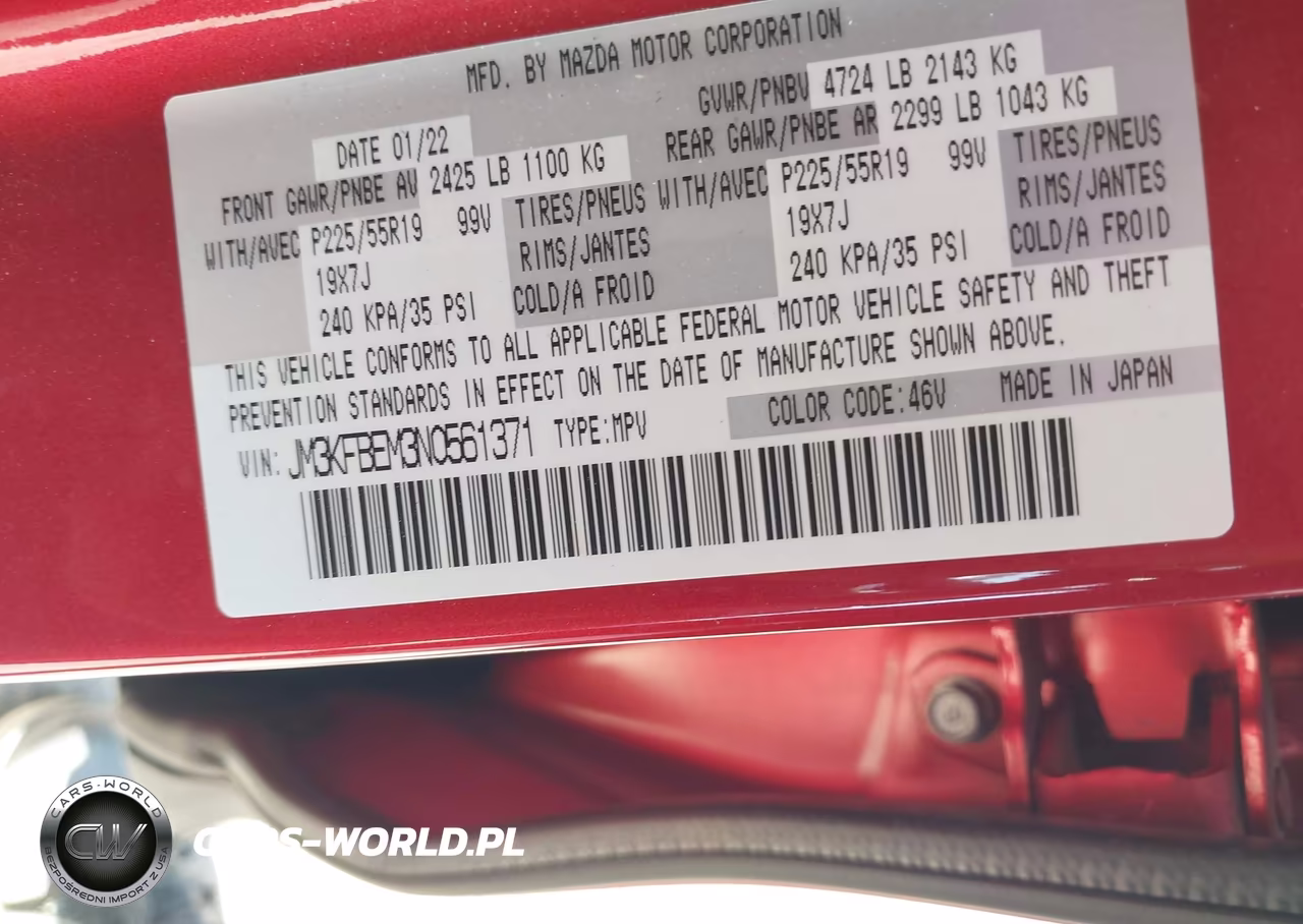 2022 Mazda Cx-5 2.5 S Premium Plus VIN:JM3KFBEM3N0561371 - 9