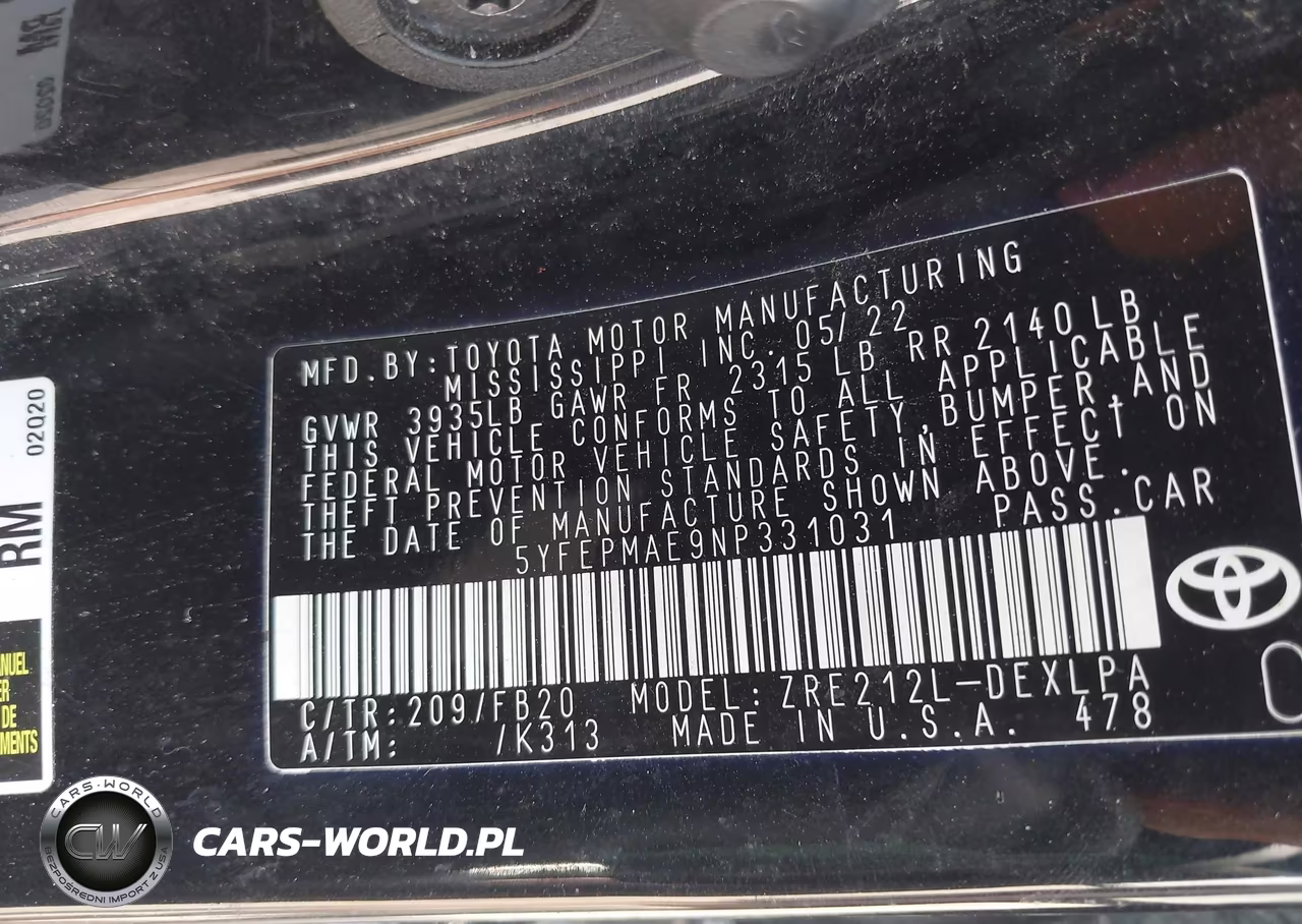 2022 Toyota Corolla Le VIN:5YFEPMAE9NP331031 - 9