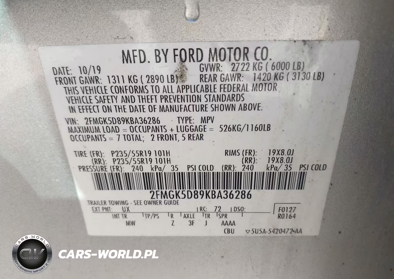 2019 Ford Flex Limited VIN:2FMGK5D89KBA36286 - 9
