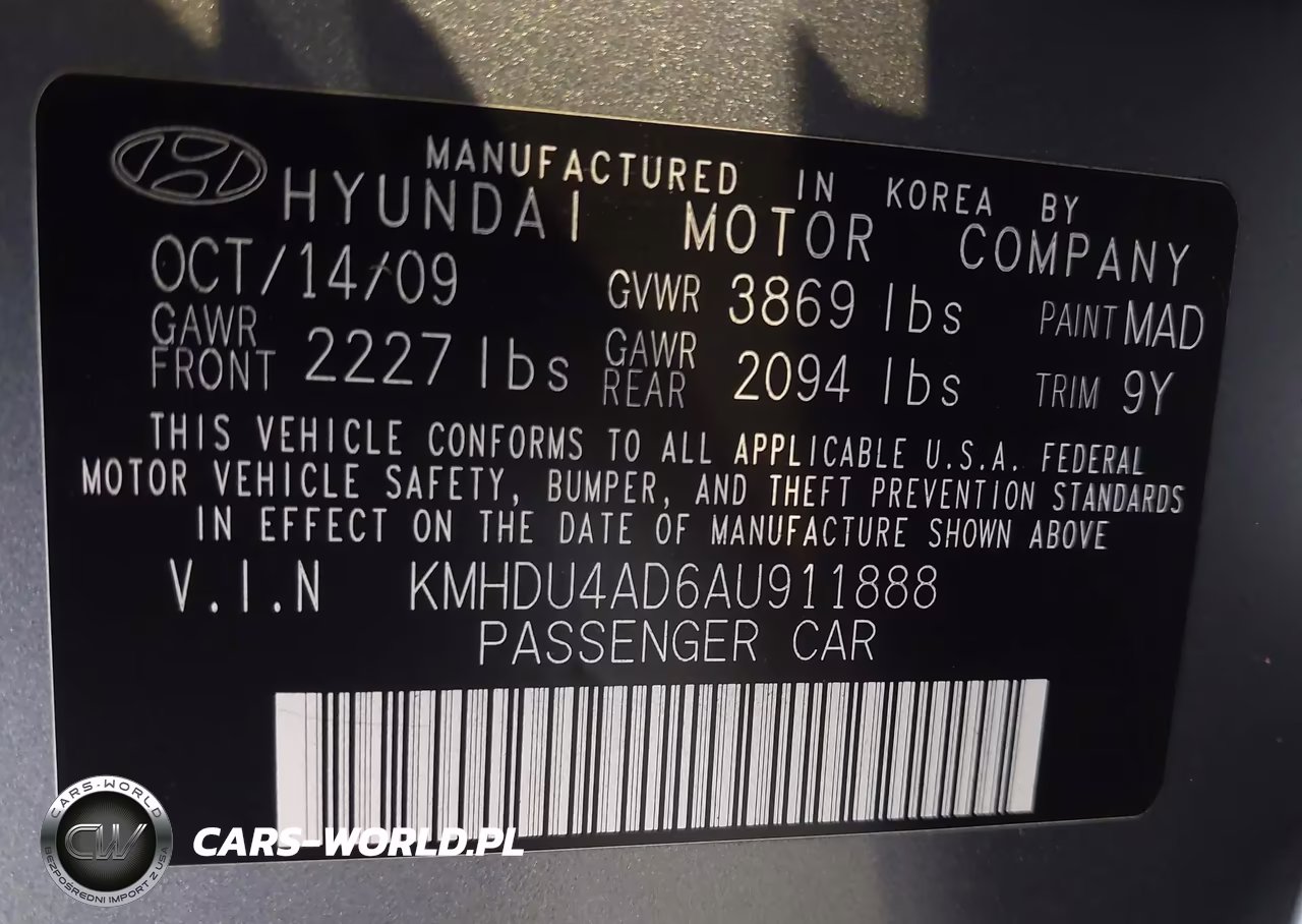 2010 Hyundai Elantra Gls VIN:KMHDU4AD6AU911888 - 9
