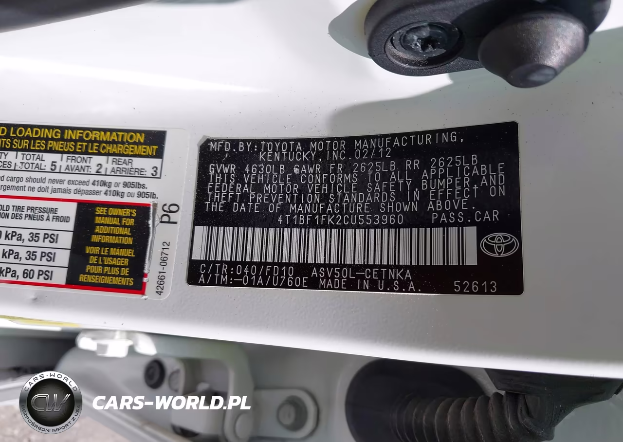 2012 Toyota Camry Le VIN:4T1BF1FK2CU553960 - 9