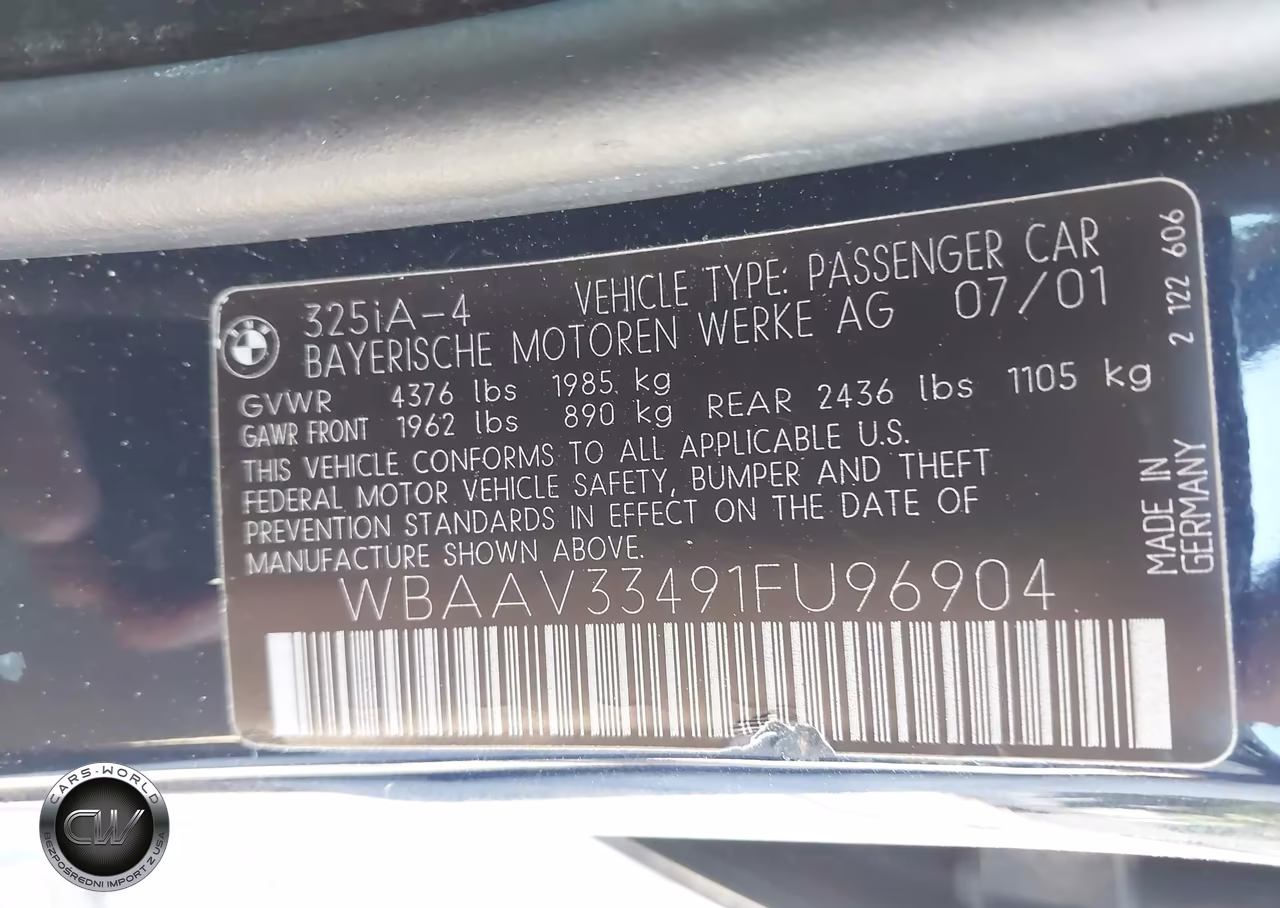 2001 BMW 325I VIN:WBAAV33491FU96904 - 9