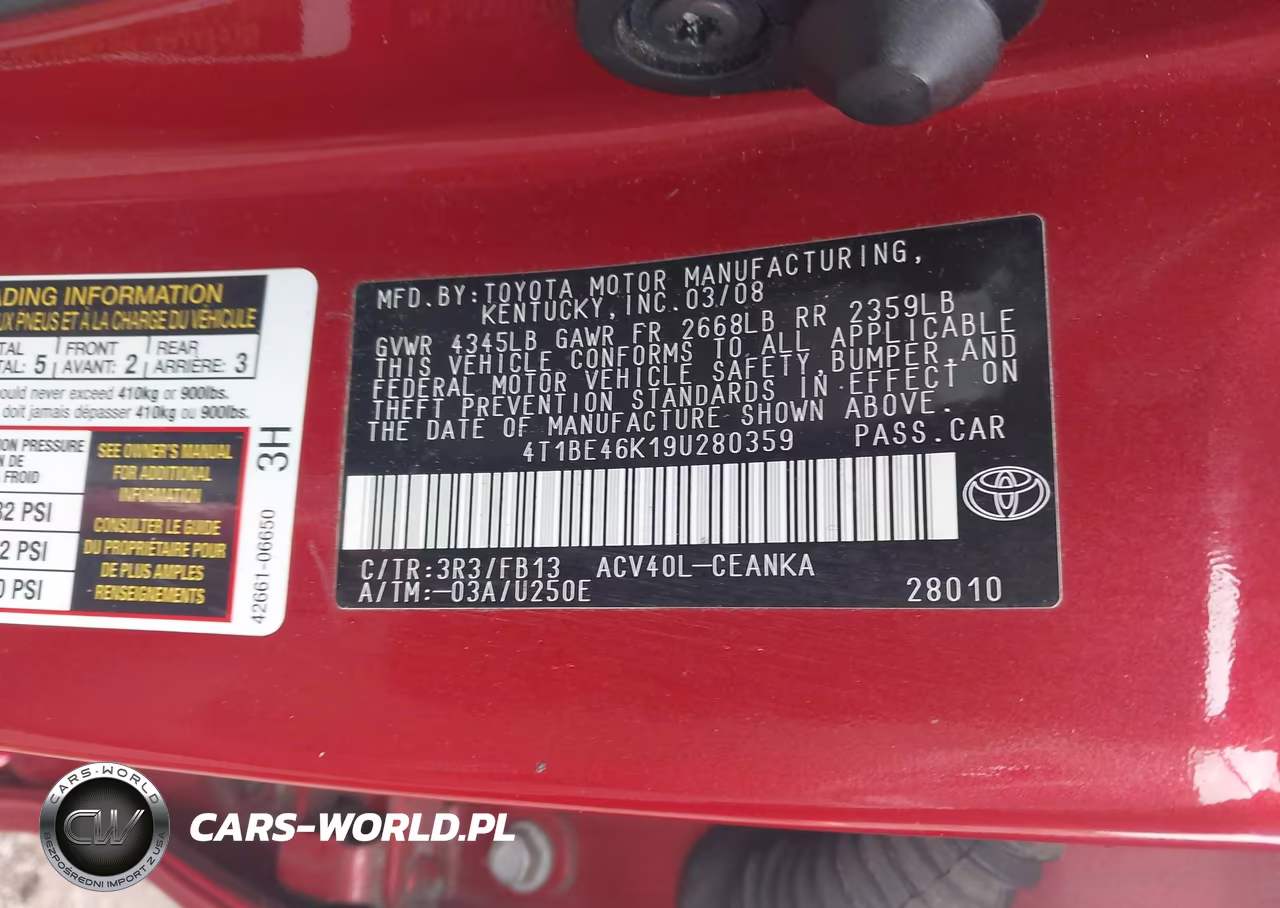 2009 Toyota Camry Le VIN:4T1BE46K19U280359 - 9