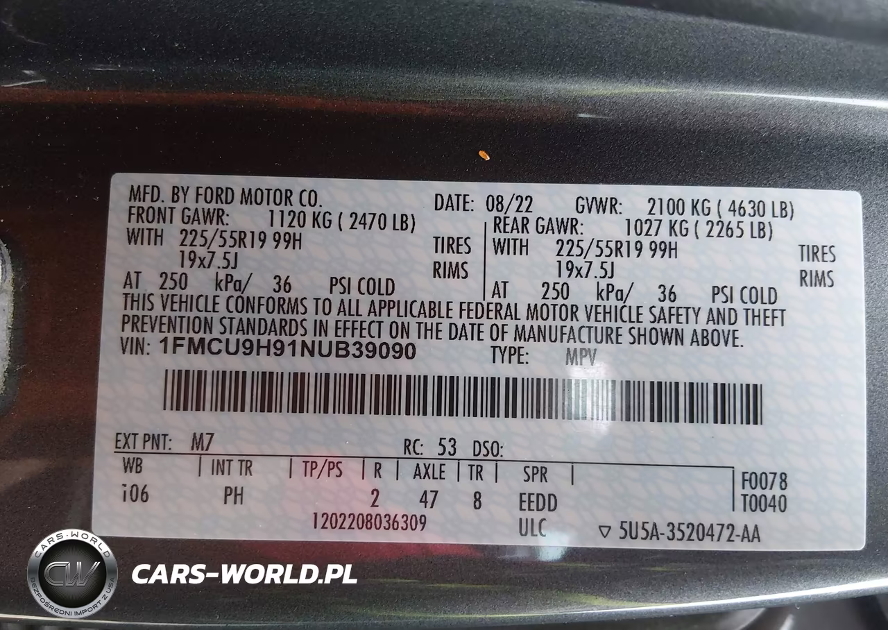2022 Ford Escape Sel VIN:1FMCU9H91NUB39090 - 9
