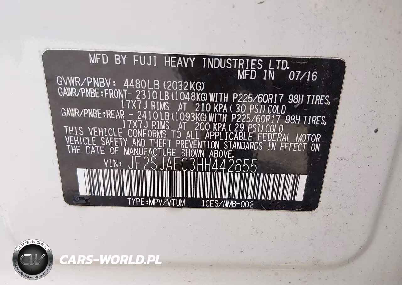 2017 Subaru Forester 2.5I Premium VIN:JF2SJAEC3HH442655 - 9
