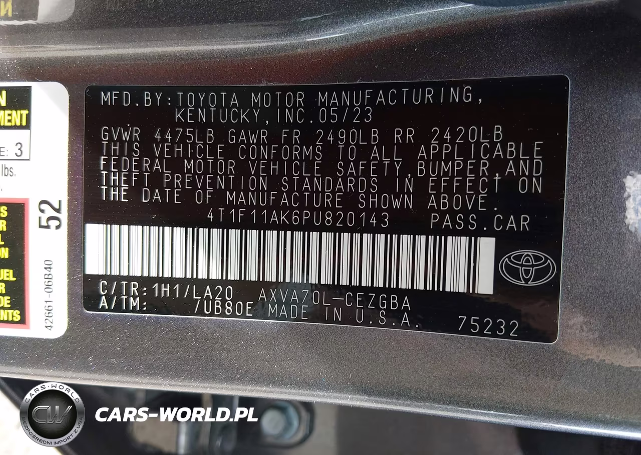 2023 Toyota Camry Xle VIN:4T1F11AK6PU820143 - 9