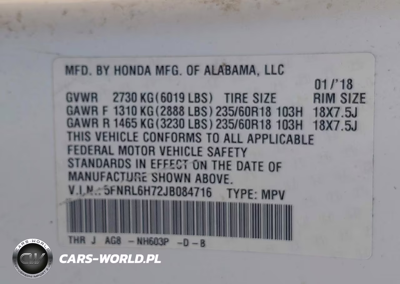 2018 Honda Odyssey Ex-L VIN:5FNRL6H72JB084716 - 9