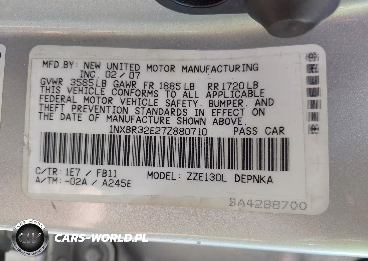2007 Toyota Corolla Le VIN:1NXBR32E27Z880710 - 9