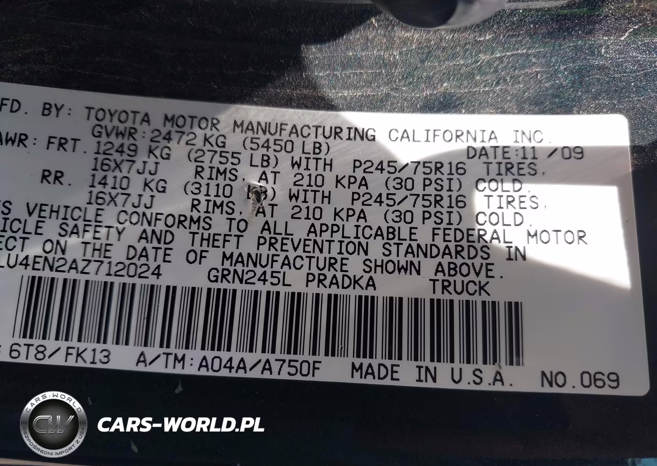2010 Toyota Tacoma Base V6 VIN:5TELU4EN2AZ712024 - 9