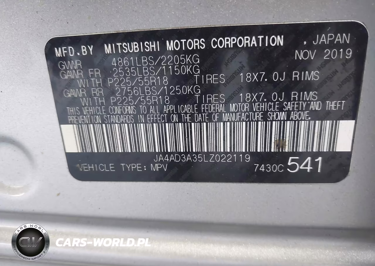2020 Mitsubishi Outlander VIN:JA4AD3A35LZ022119 - 9