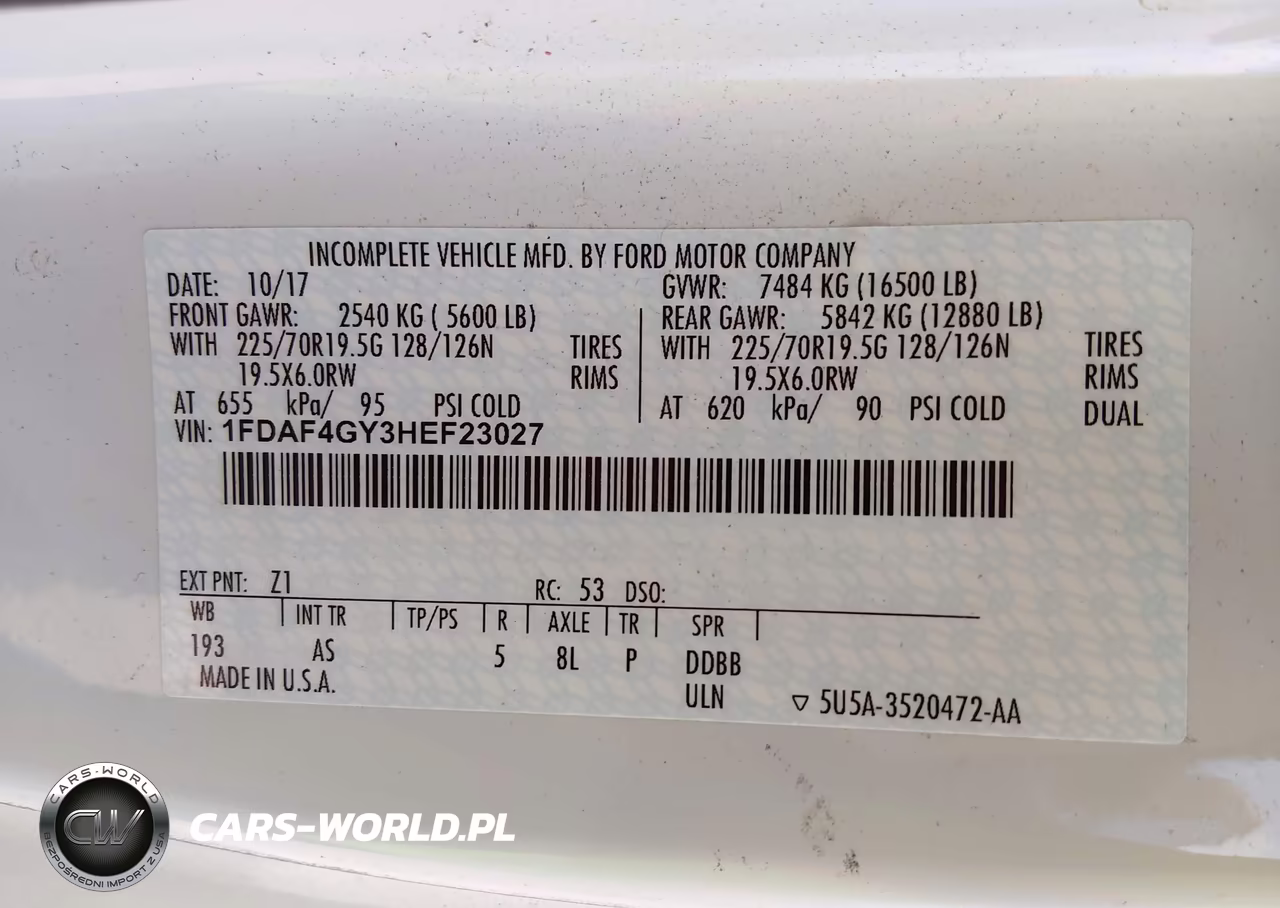 2017 Ford F-450 Chassis Xl VIN:1FDAF4GY3HEF23027 - 9