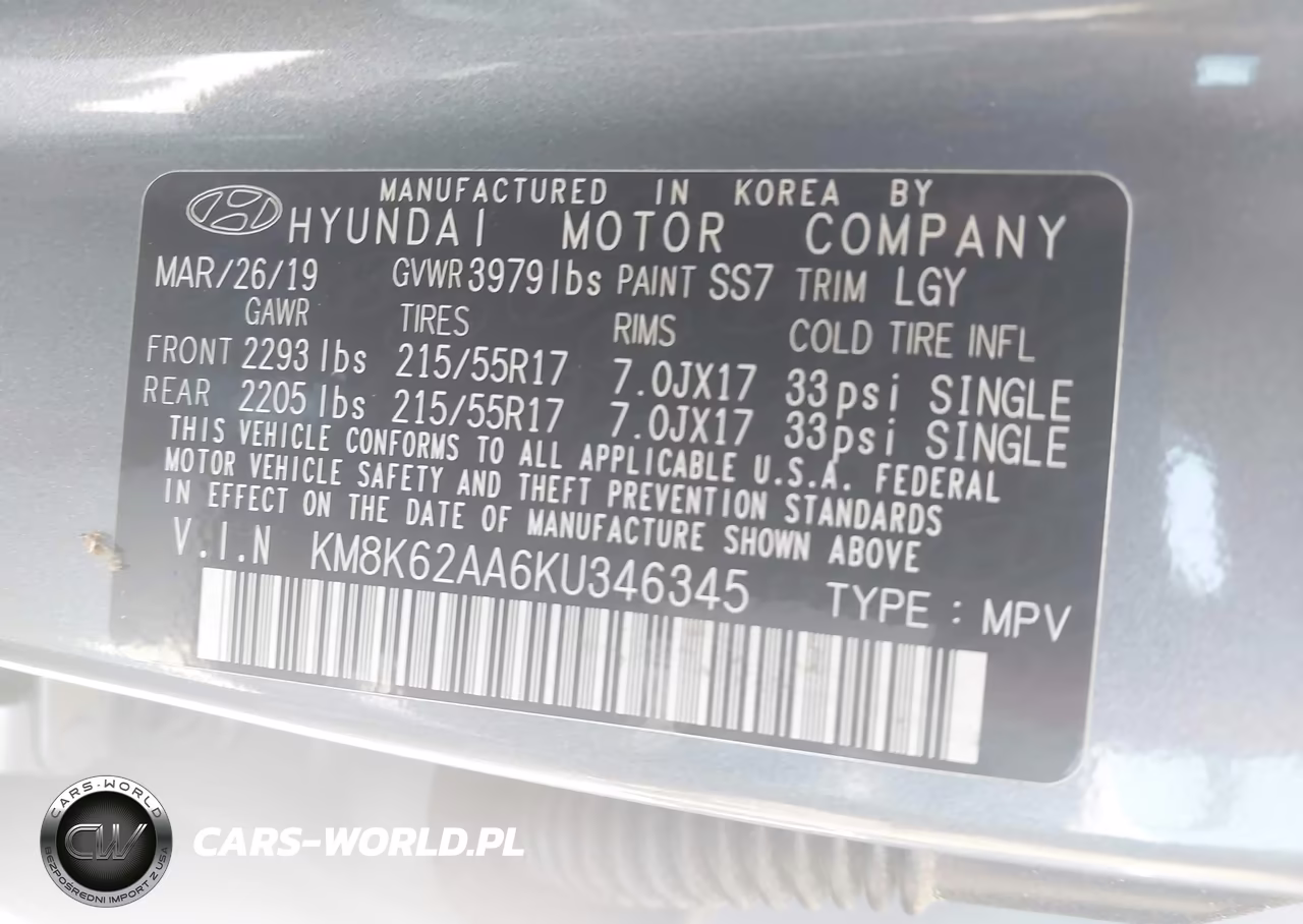 2019 Hyundai Kona Sel VIN:KM8K62AA6KU346345 - 9