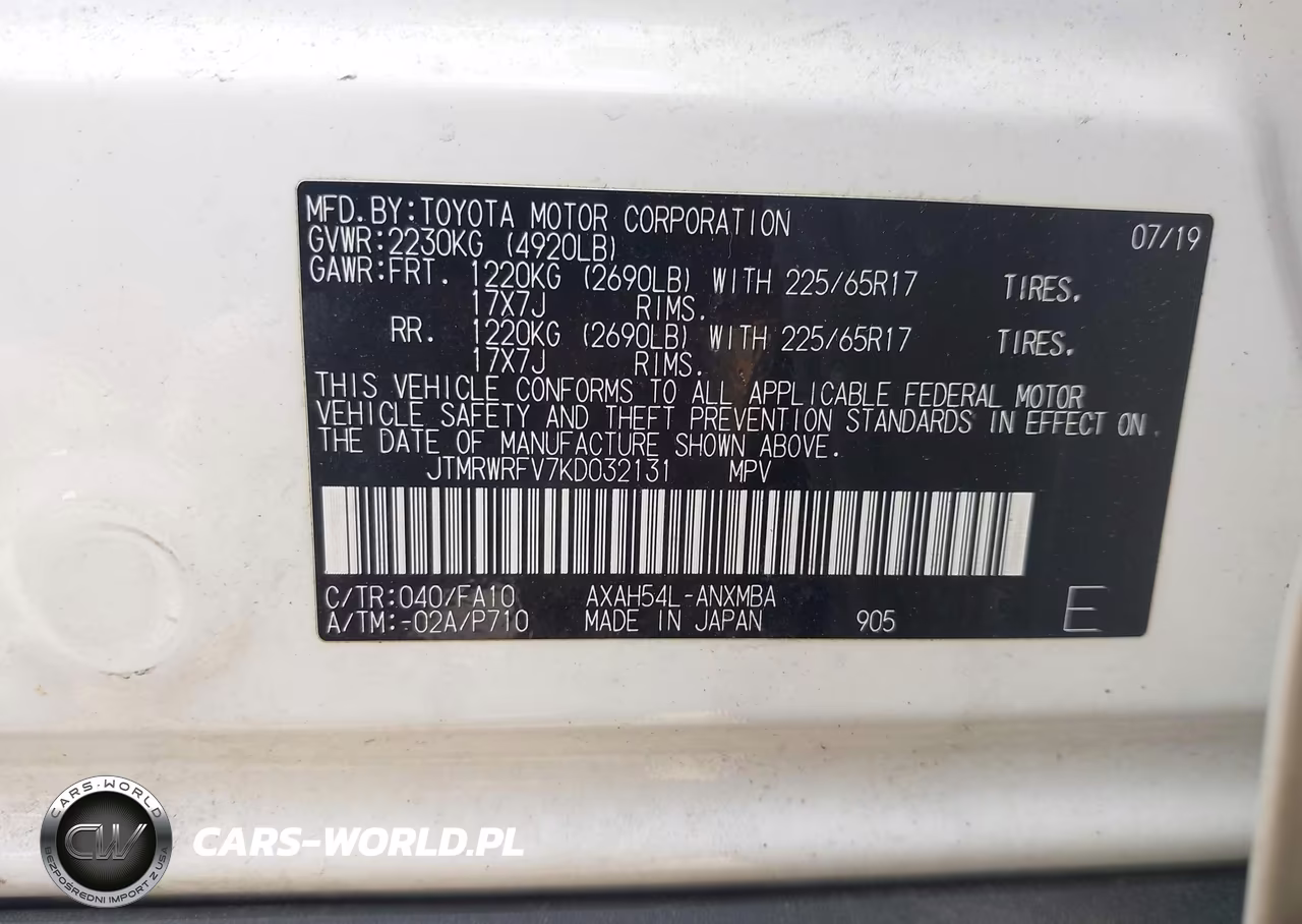 2019 Toyota Rav4 Hybrid Xle VIN:JTMRWRFV7KD032131 - 9