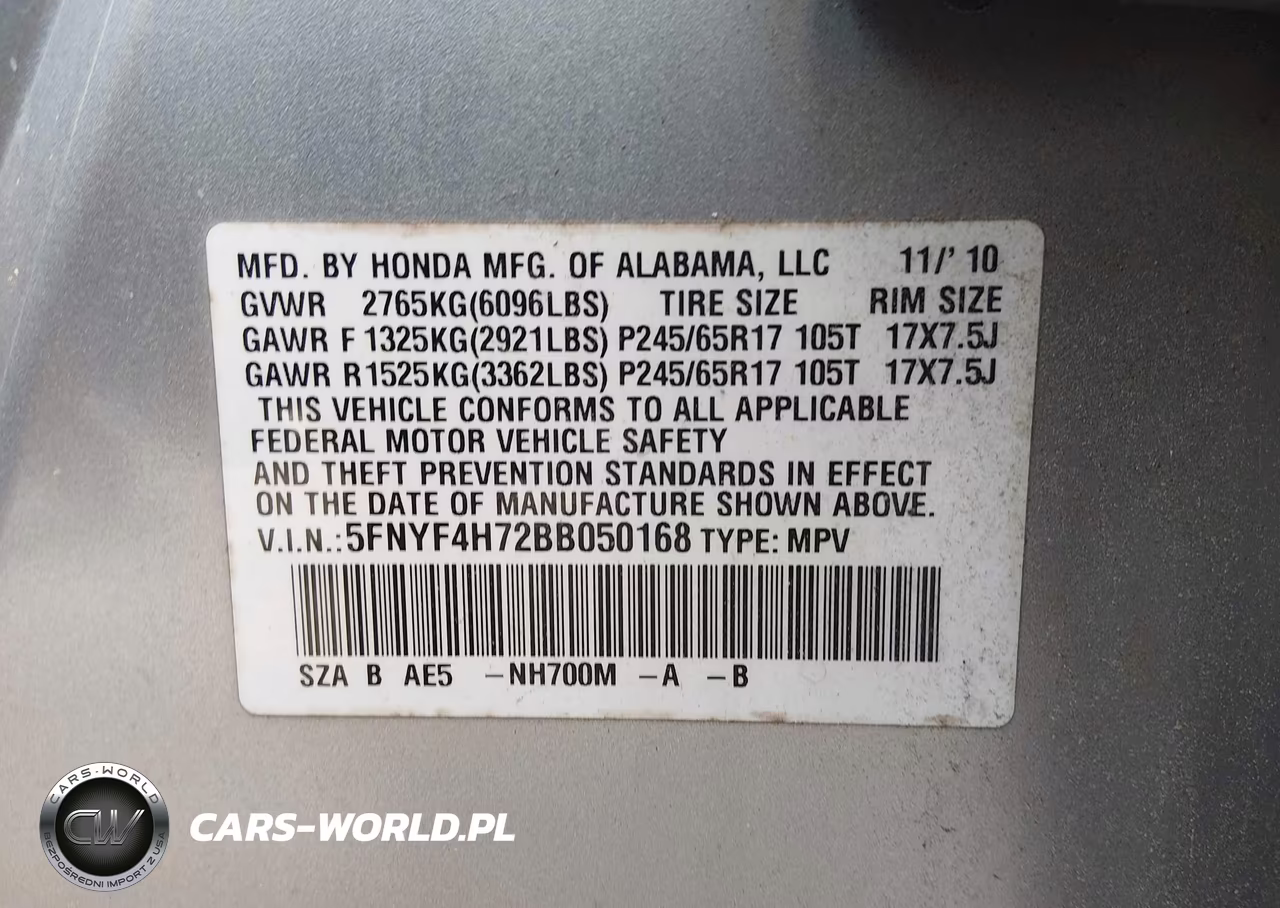 2011 Honda Pilot Ex-L VIN:5FNYF4H72BB050168 - 9