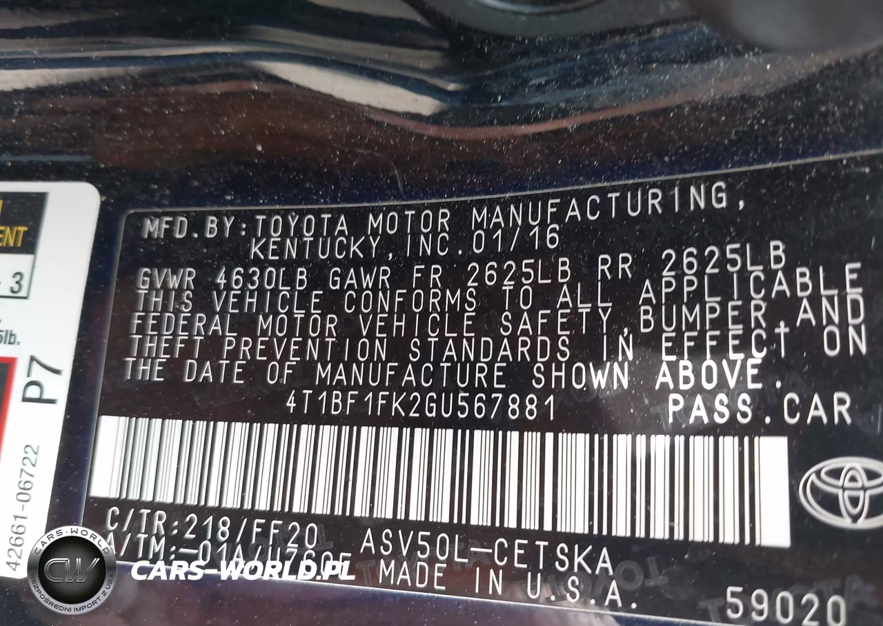 2016 Toyota Camry Se VIN:4T1BF1FK2GU567881 - 9