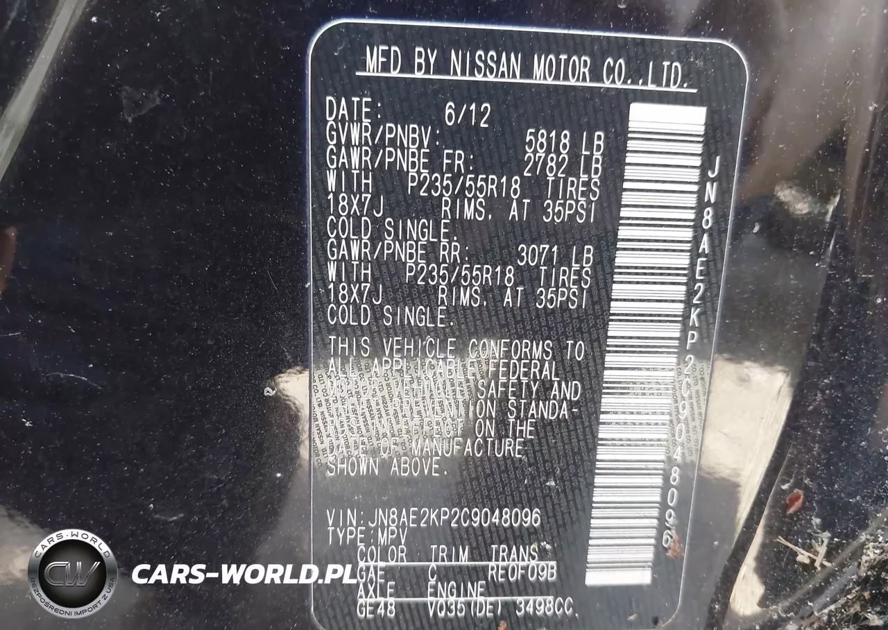 2012 Nissan Quest Le VIN:JN8AE2KP2C9048096 - 9