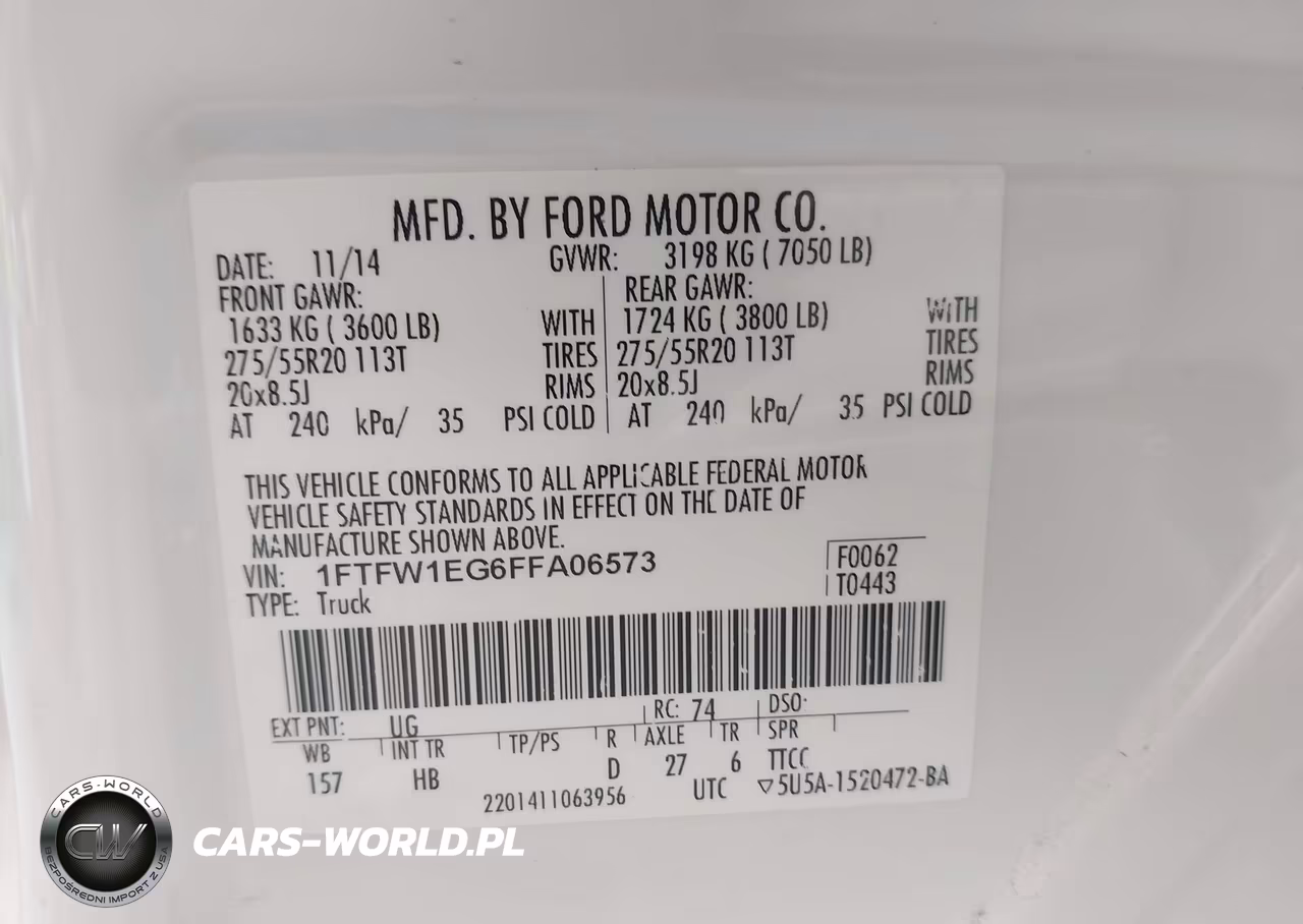 2015 Ford F-150 Lariat VIN:1FTFW1EG6FFA06573 - 9