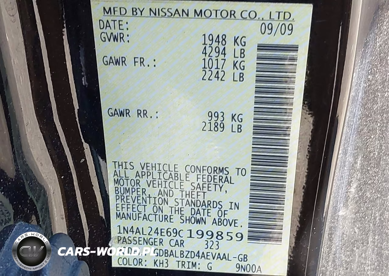 2009 Nissan Altima 2.5 S VIN:1N4AL24E69C199859 - 9
