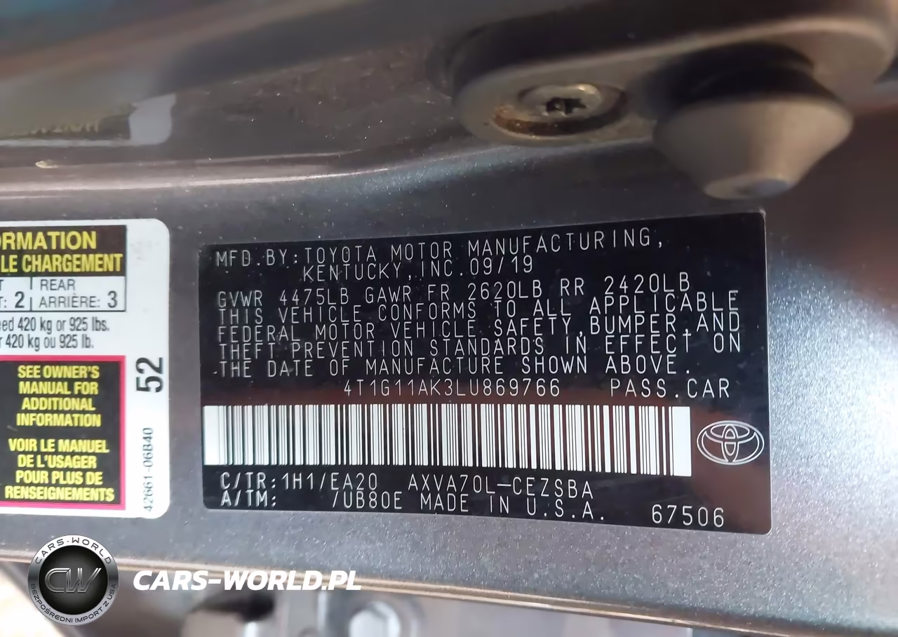 2020 Toyota Camry Se VIN:4T1G11AK3LU869766 - 9