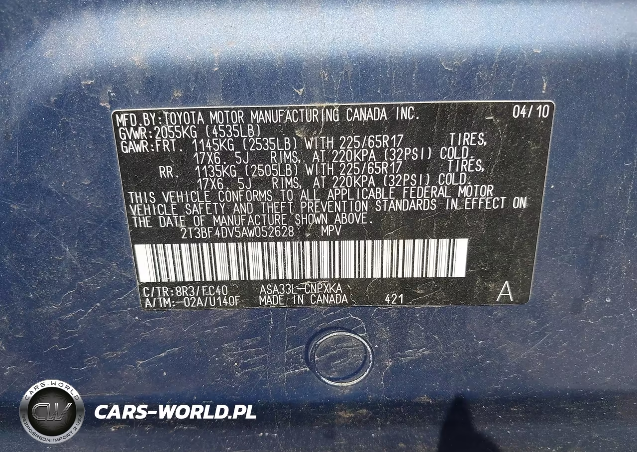 2010 Toyota Rav4 VIN:2T3BF4DV5AW052628 - 9