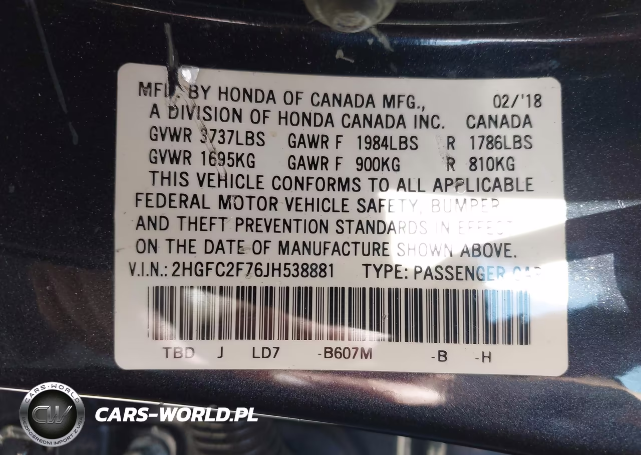 2018 Honda Civic Ex VIN:2HGFC2F76JH538881 - 9