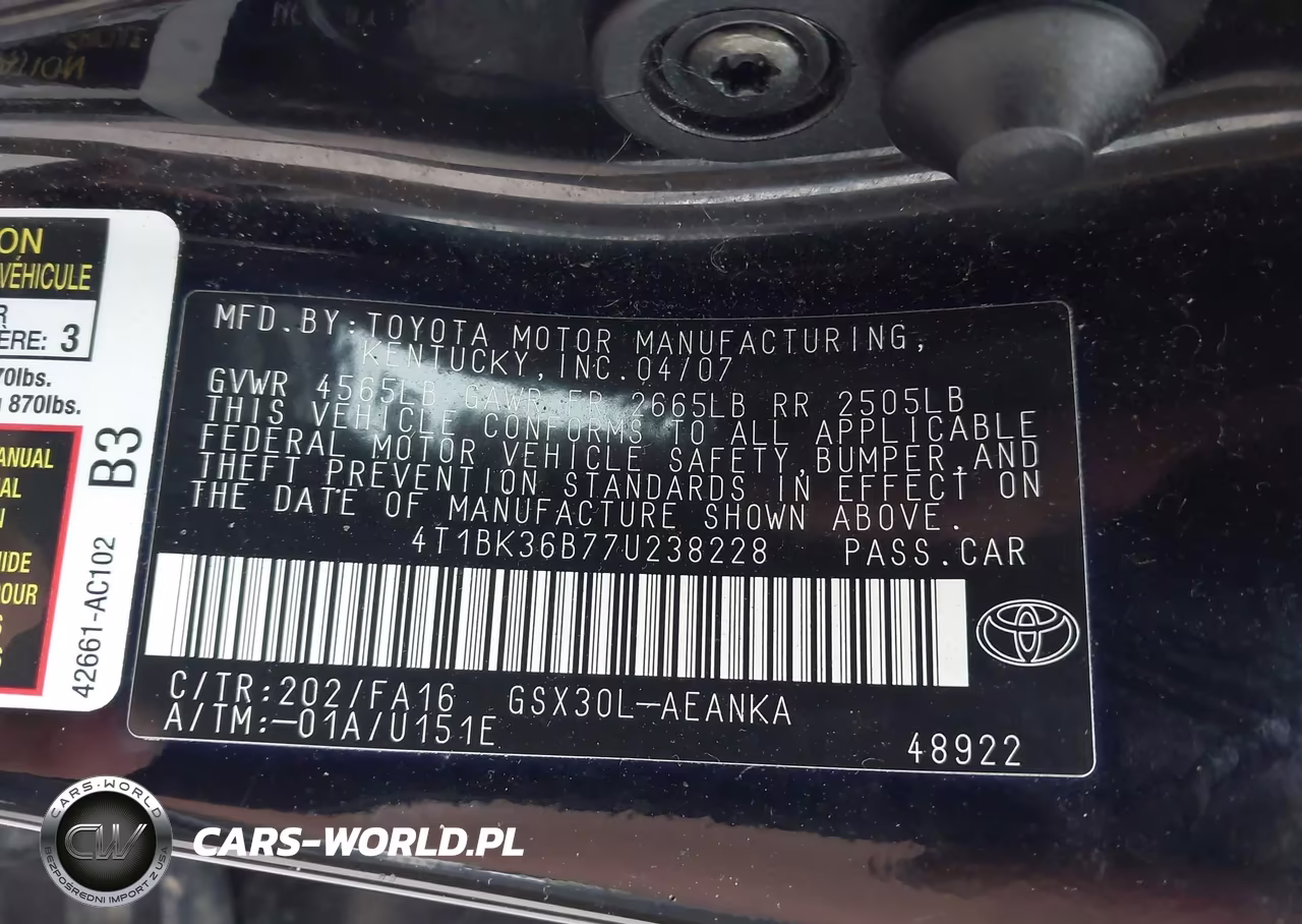 2007 Toyota Avalon Xl VIN:4T1BK36B77U238228 - 9