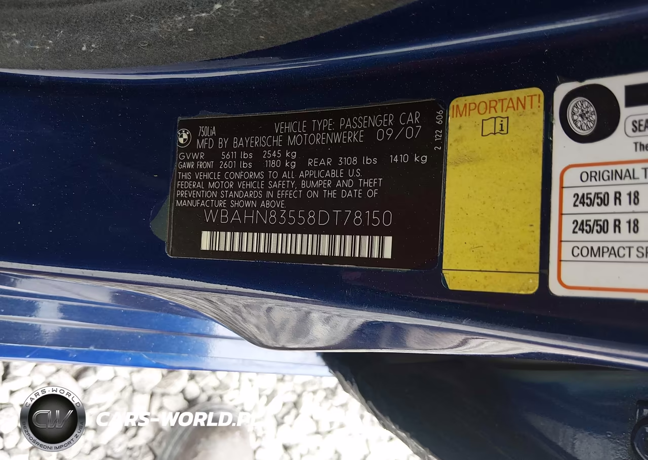 2008 BMW 750Li VIN:WBAHN83558DT78150 - 9