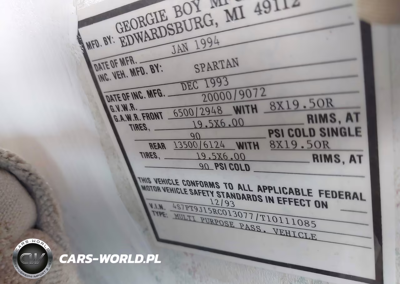 1994 Spartan Motors Motorhome VIN:4S7PT9J15RC013077 - 9