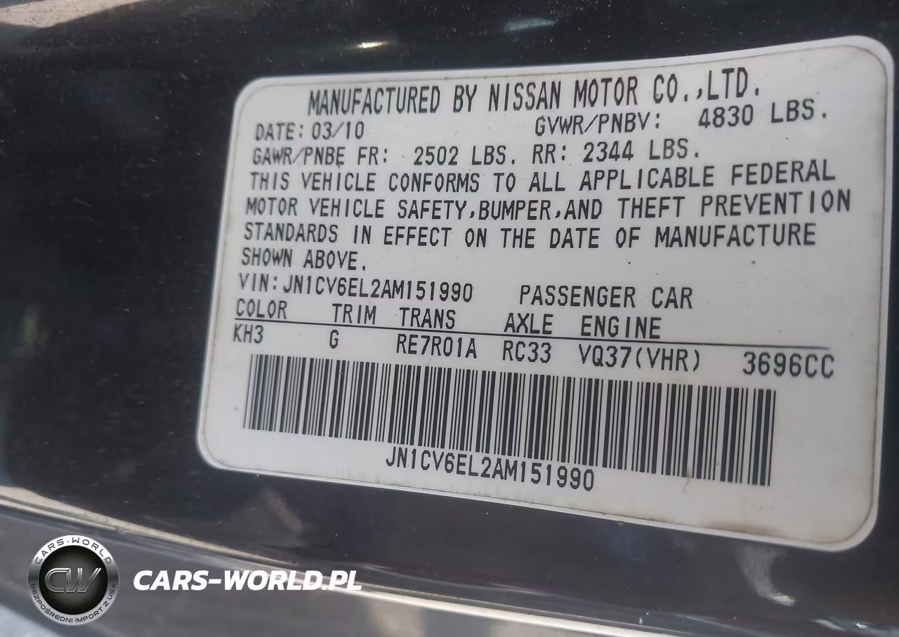 2010 Infiniti G37X VIN:JN1CV6EL2AM151990 - 9