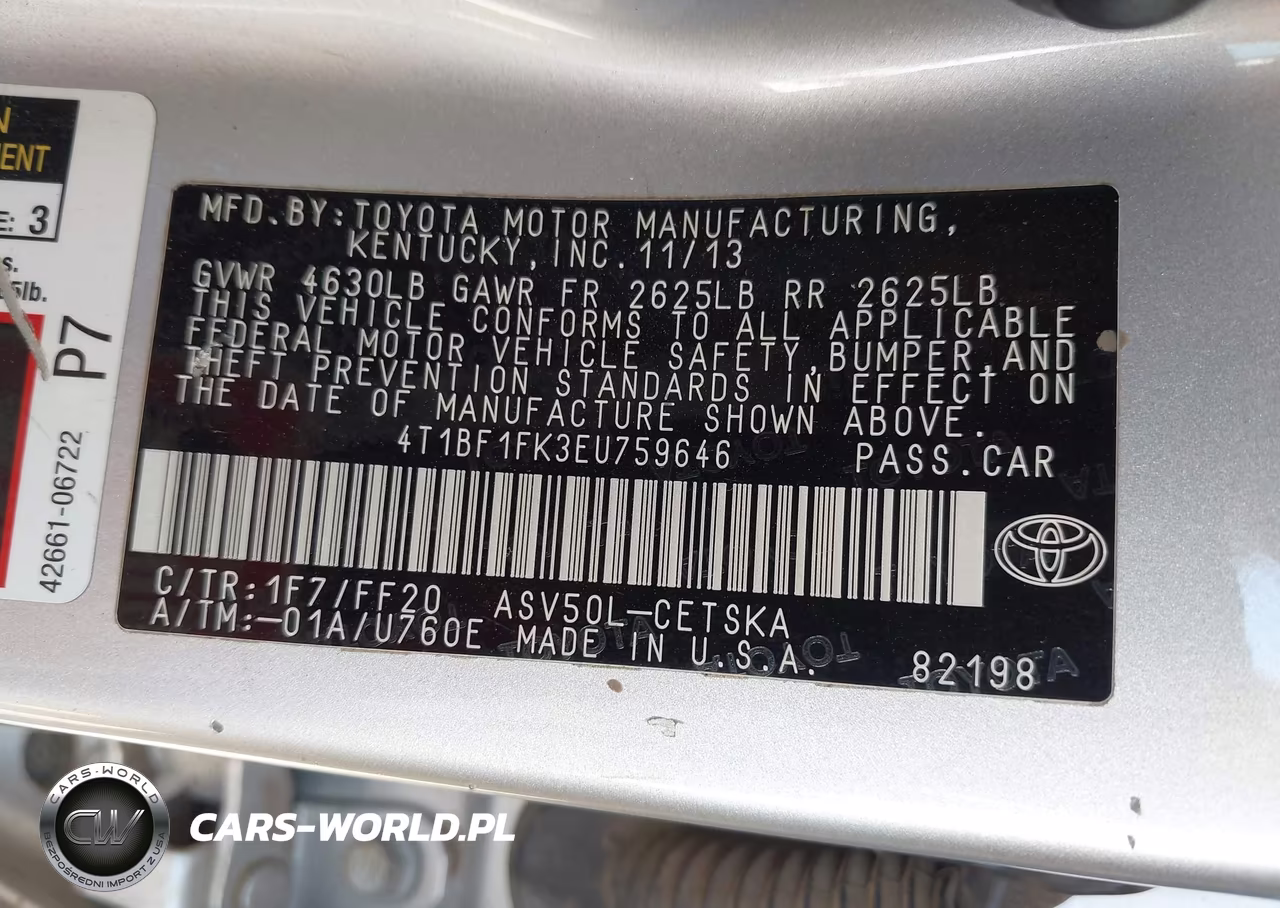 2014 Toyota Camry Se VIN:4T1BF1FK3EU759646 - 9