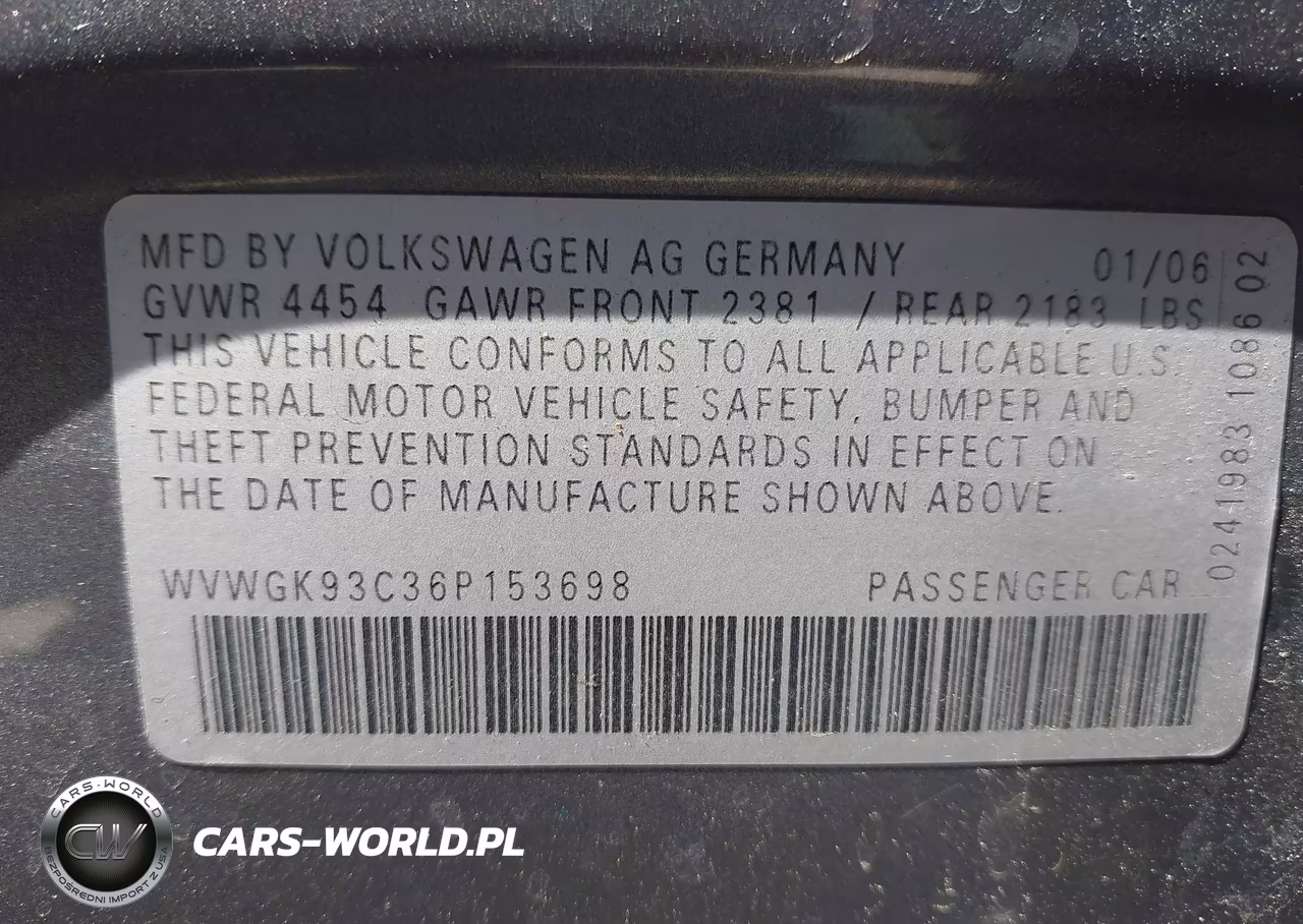2006 Volkswagen Passat Value Edition VIN:WVWGK93C36P153698 - 9