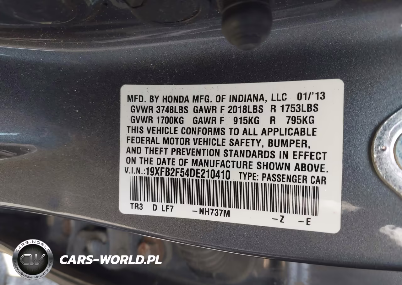 2013 Honda Civic Lx VIN:19XFB2F54DE210410 - 9