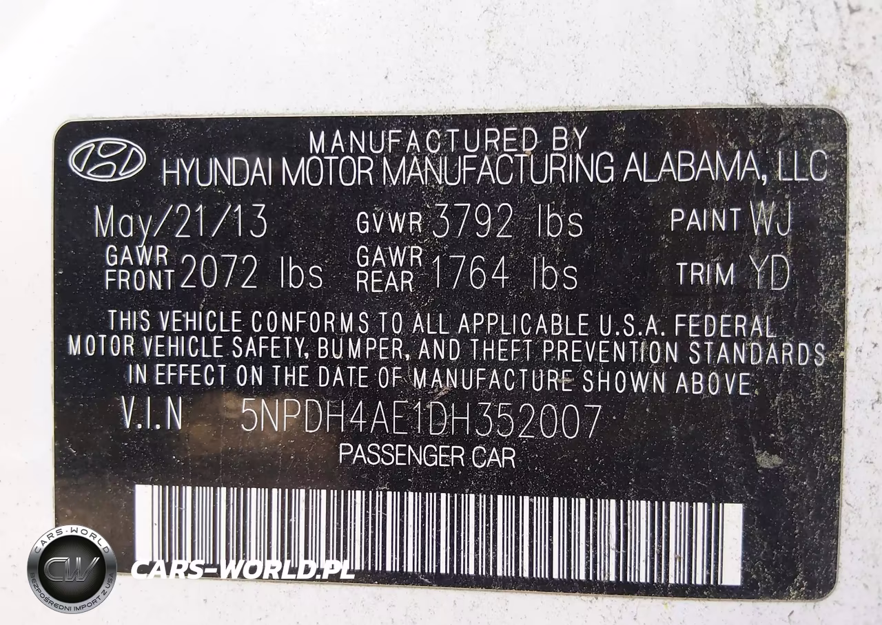 2013 Hyundai Elantra Gls VIN:5NPDH4AE1DH352007 - 9