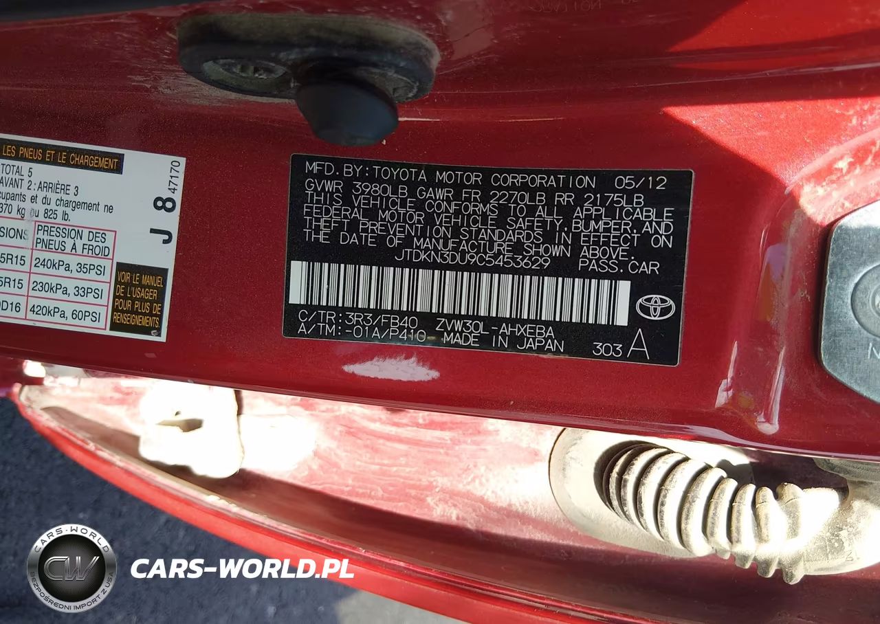 2012 Toyota Prius VIN:JTDKN3DU9C5453629 - 9
