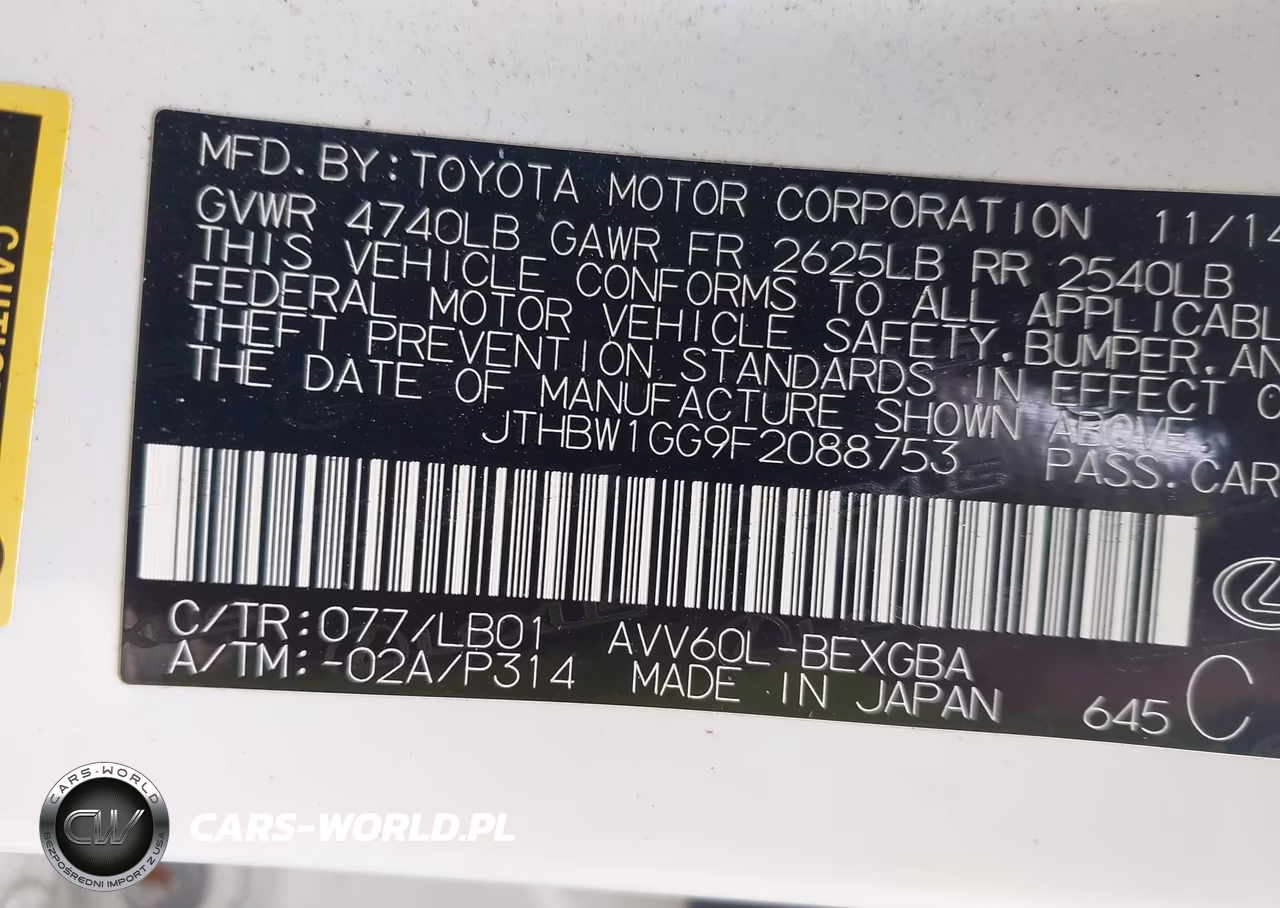2015 Lexus Es 300H VIN:JTHBW1GG9F2088753 - 9