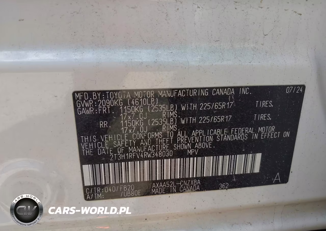 2024 Toyota Rav4 Le VIN:2T3H1RFV4RW348030 - 9