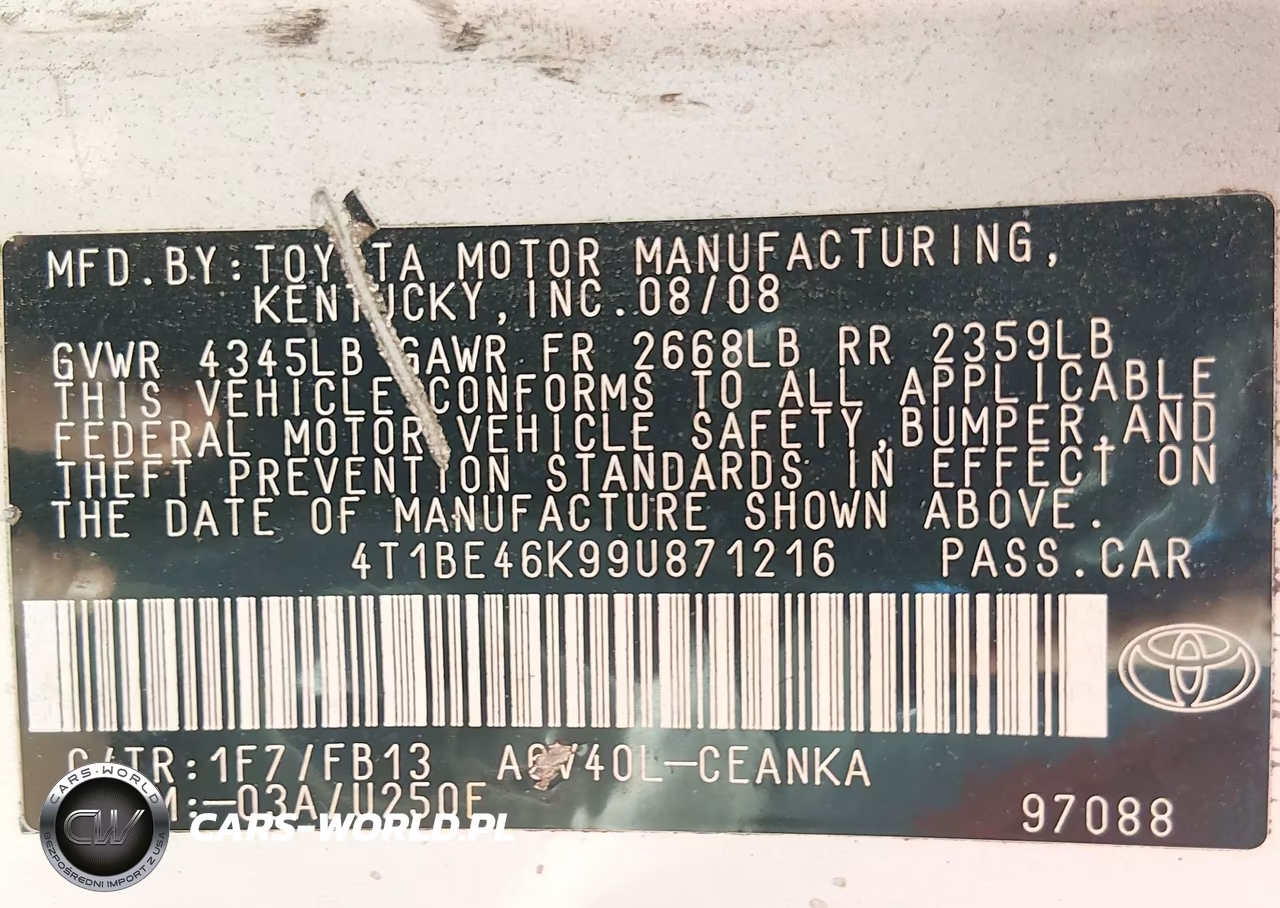 2009 Toyota Camry VIN:4T1BE46K99U871216 - 9