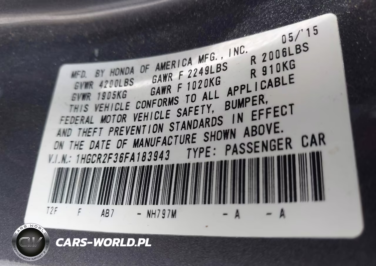 2015 Honda Accord Lx VIN:1HGCR2F36FA183943 - 9