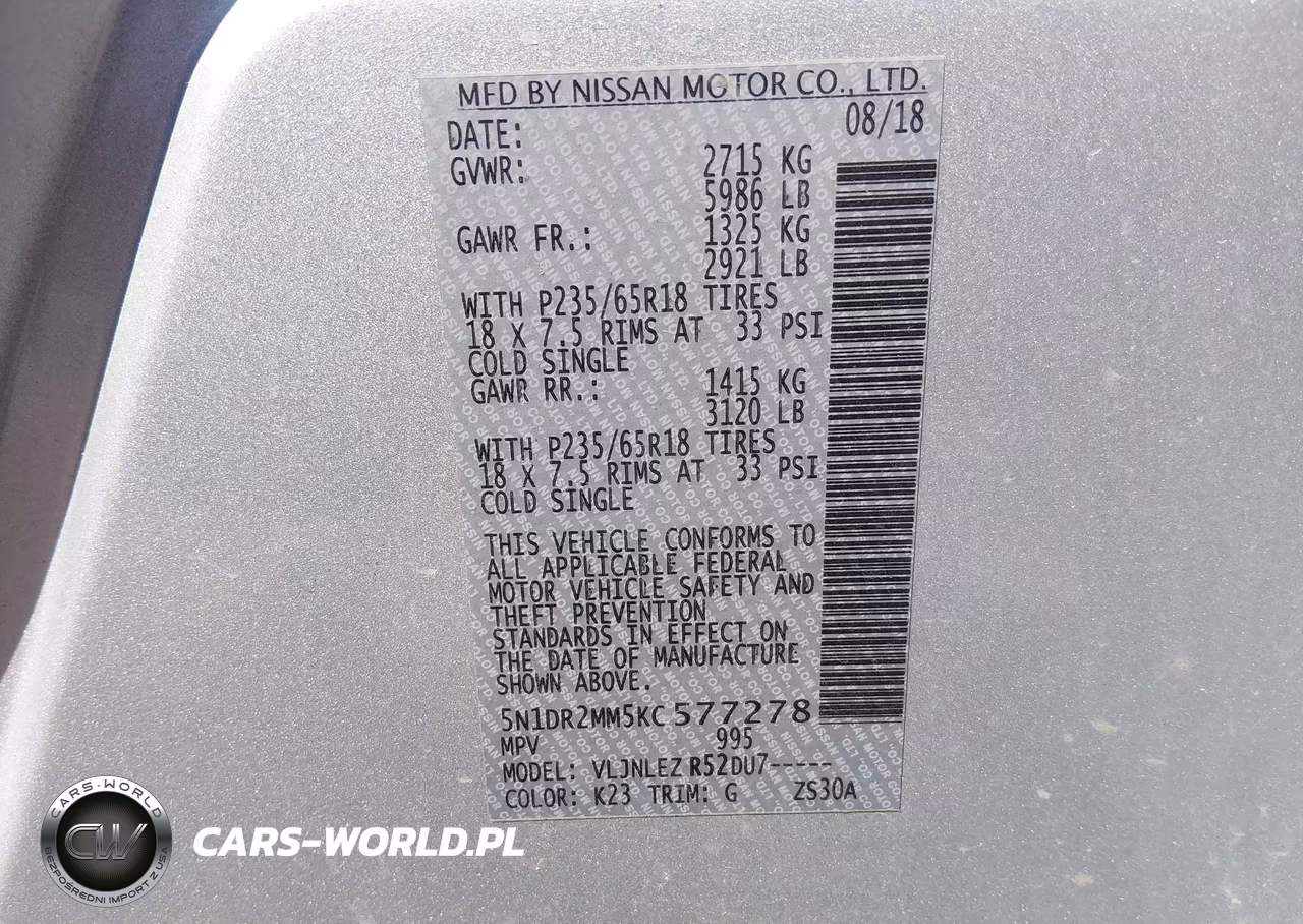 2019 Nissan Pathfinder Sv VIN:5N1DR2MM5KC577278 - 9
