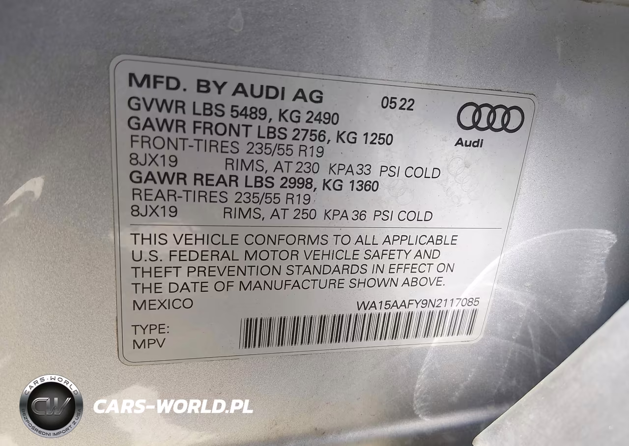 2022 Audi Q5 Sportback Premium Plus 45 Tfsi S Line Quattro S Tronic VIN:WA15AAFY9N2117085 - 9