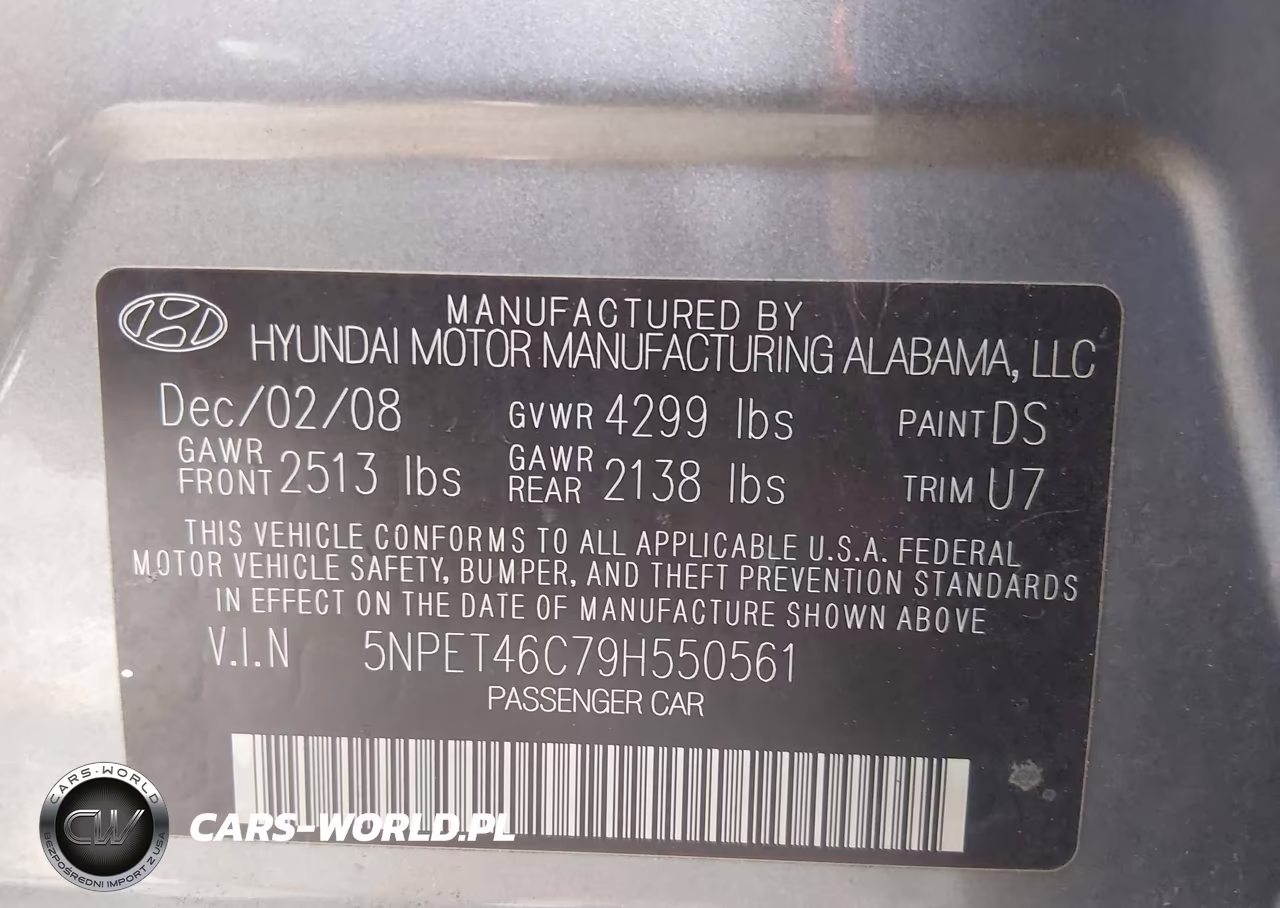 2009 Hyundai Sonata Gls VIN:5NPET46C79H550561 - 9