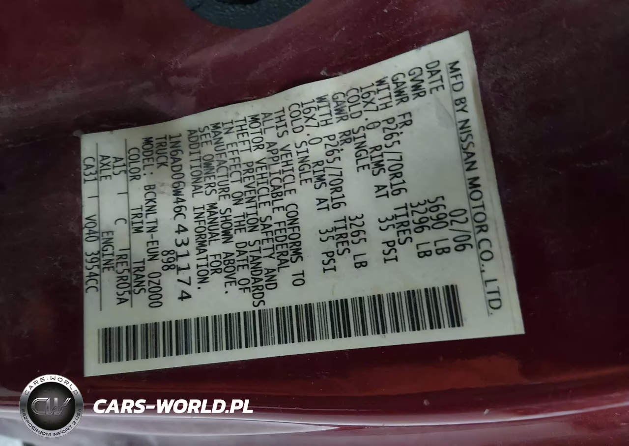 2006 Nissan Frontier Se VIN:1N6AD06W46C431174 - 9