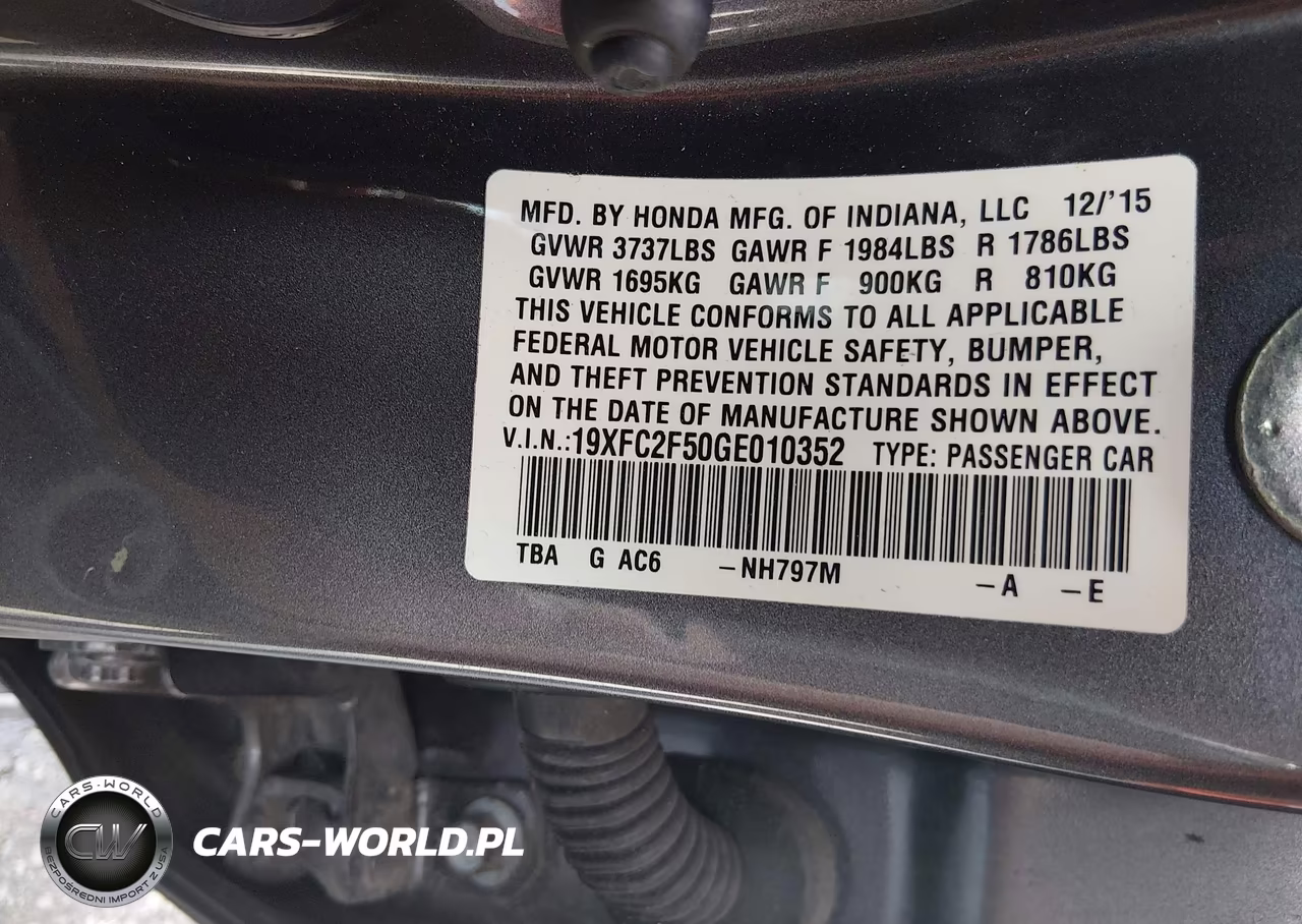 2016 Honda Civic Lx VIN:19XFC2F50GE010352 - 9