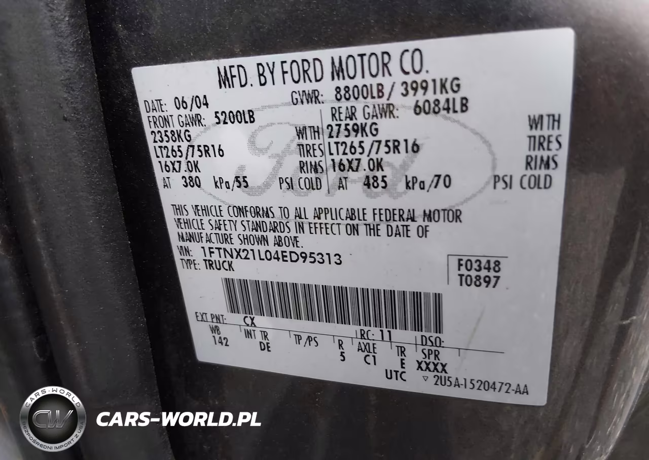 2004 Ford F-250 Lariat-Xl-Xlt VIN:1FTNX21L04ED95313 - 9