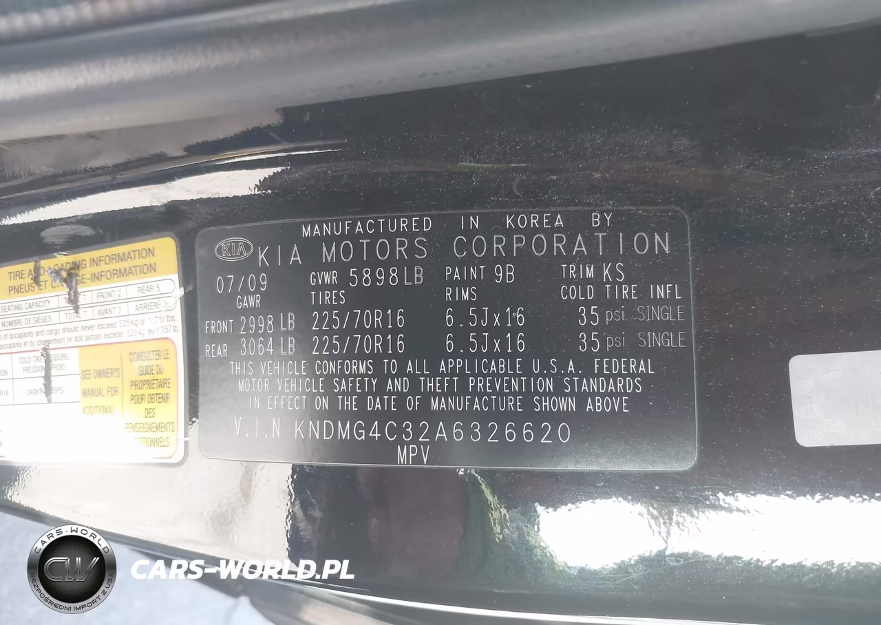 2010 Kia Sedona Lx VIN:KNDMG4C32A6326620 - 9