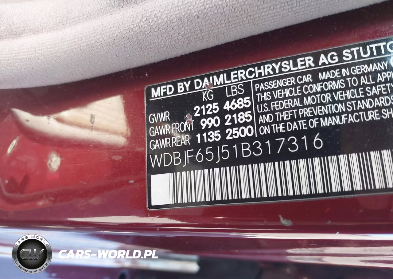 2001 Mercedes-Benz E 320 VIN:WDBJF65J51B317316 - 9