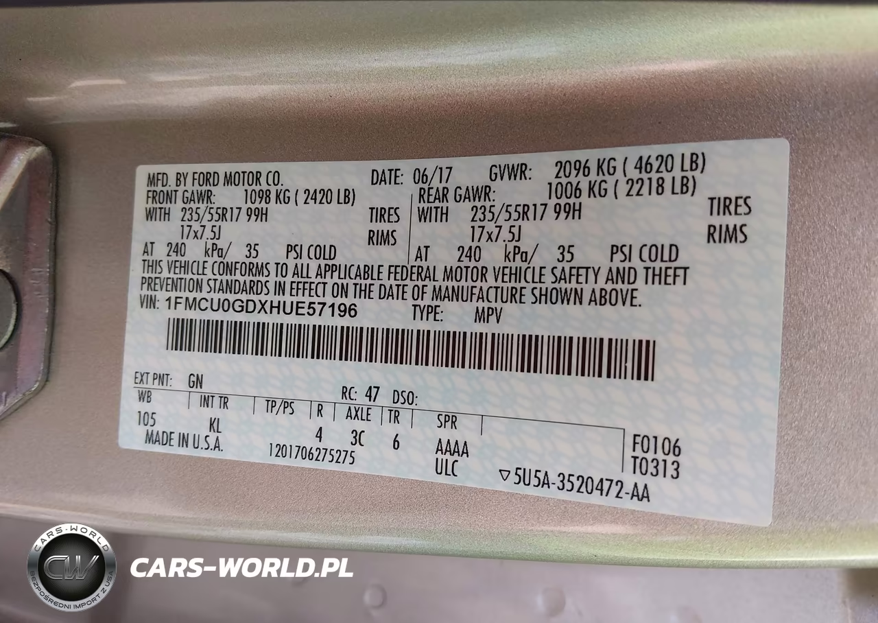 2017 Ford Escape Se VIN:1FMCU0GDXHUE57196 - 9