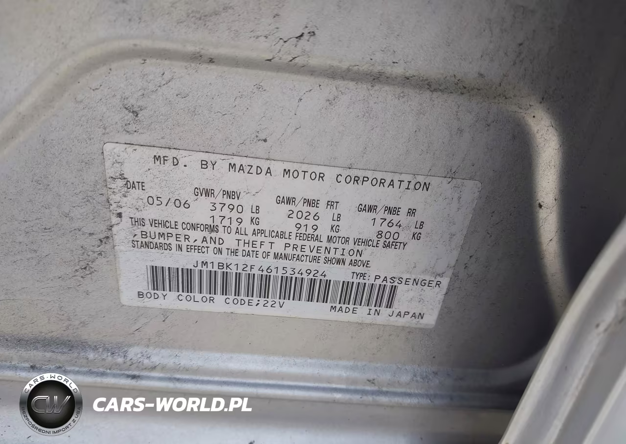 2006 Mazda 3 I VIN:JM1BK12F461534924 - 9