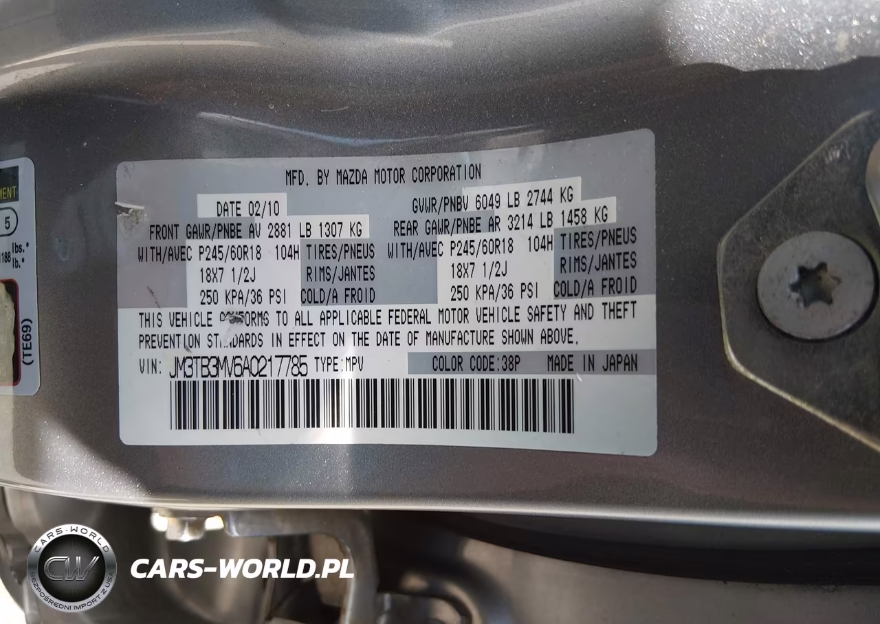2010 Mazda Cx-9 Touring VIN:JM3TB3MV6A0217785 - 9